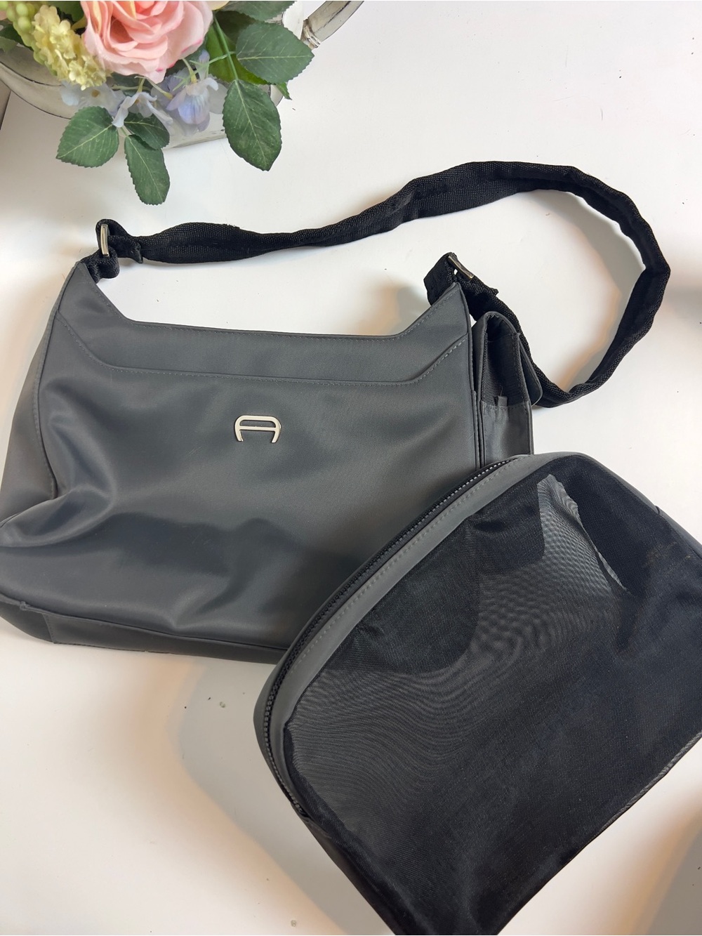 Vintage 2000s ETIENNE AIGNER Tote Bag with Pouch & Phone Case